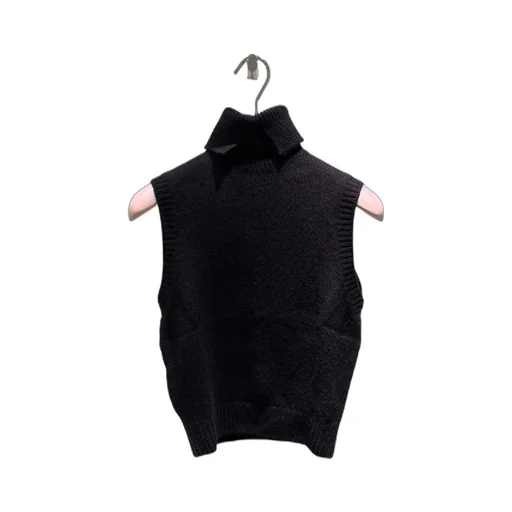 Roll-Neck Sleeveless Knitted Vest