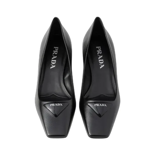 Triangle-Logo Square-Toe Pumps