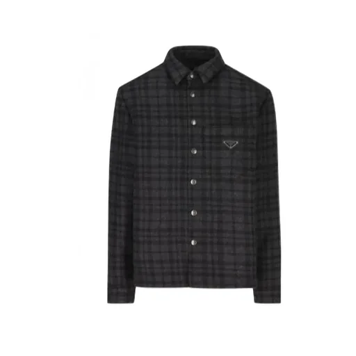 Triangle-Logo Checked Shirt