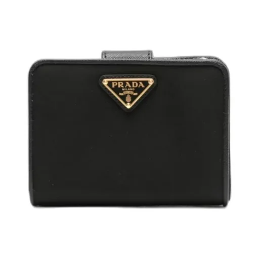 Enamel Triangle-Logo Bi-Fold Wallet