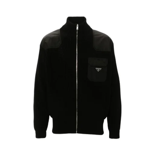 Zip-Up High Neck Cardigan