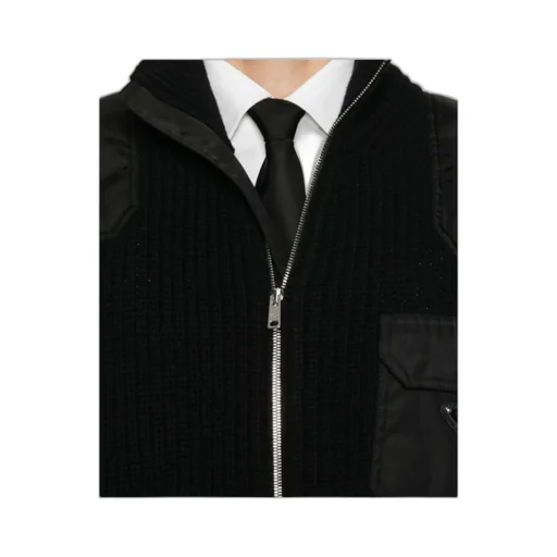 Zip-Up High Neck Cardigan