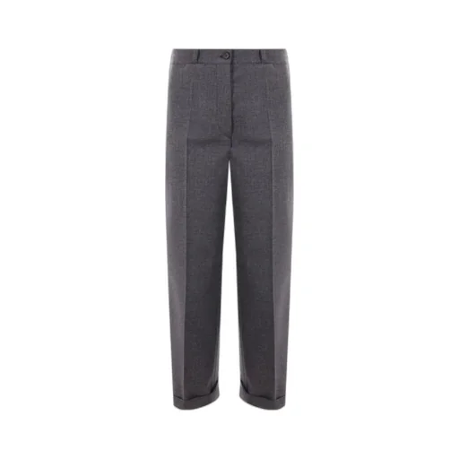 Pleated Turn-Up Hem Trousers
