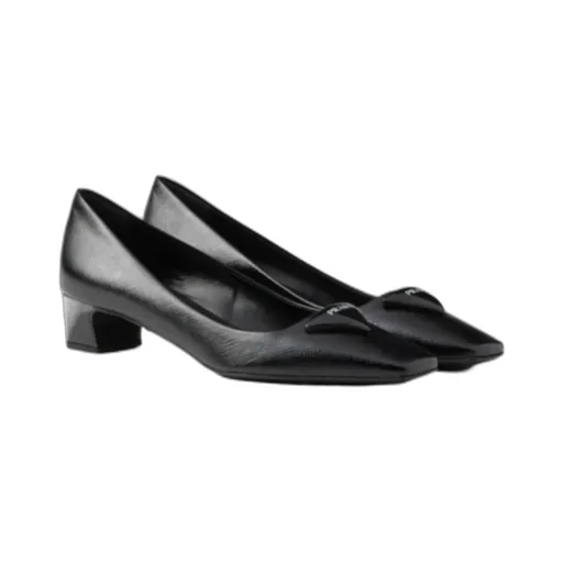 Triangle-Logo Square-Toe Pumps
