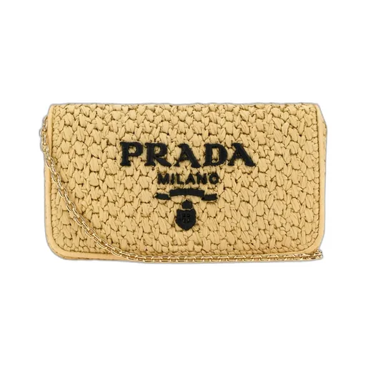 Logo-Embroidered Chain-Linked Crochet Shoulder Bag