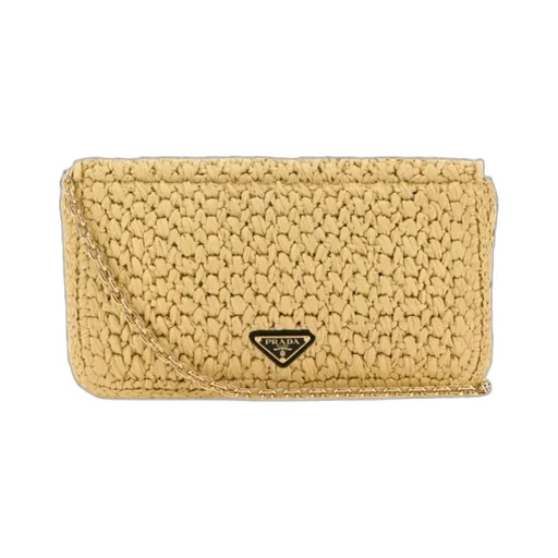 Logo-Embroidered Chain-Linked Crochet Shoulder Bag