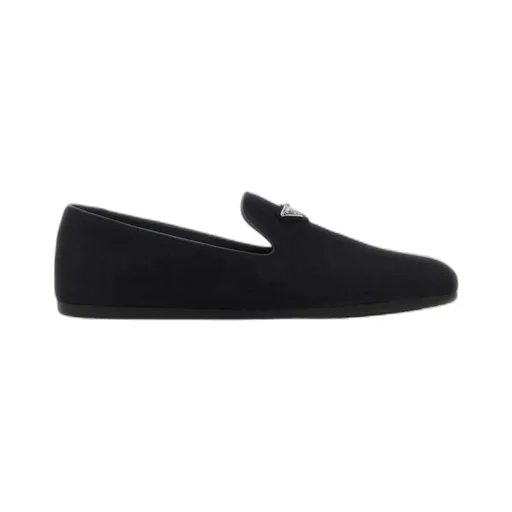 Triangle-Logo Suede Slippers