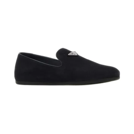 Triangle-Logo Suede Slippers