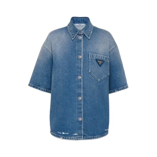 Triangle-Logo Denim Shirt