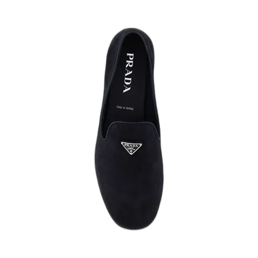 Triangle-Logo Suede Slippers