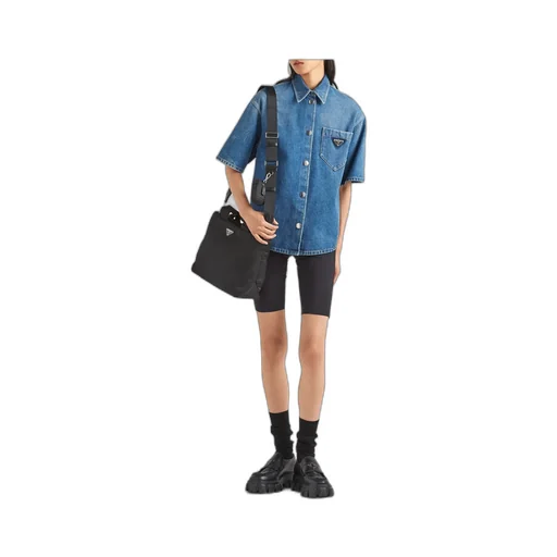 Triangle-Logo Denim Shirt
