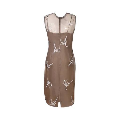 Allover Embroidered Sleeveless Midi Dress