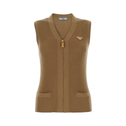 V-Neck Zip Up Knit Vest