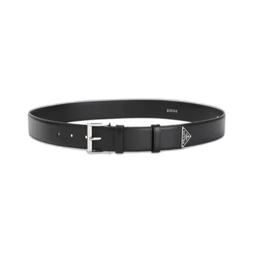 Enamel Triangle Logo Leather Belt