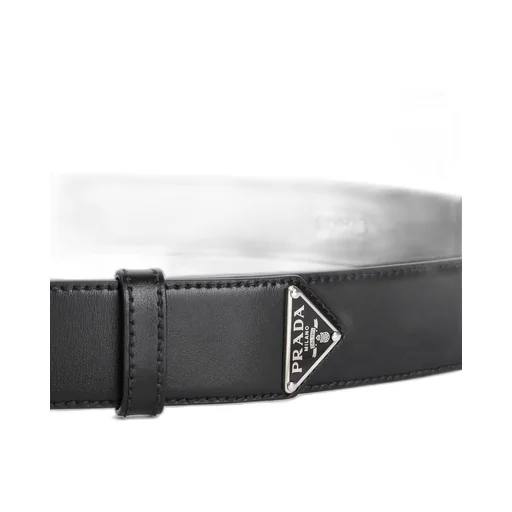 Enamel Triangle Logo Leather Belt