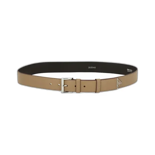 Enamel Triangle-Logo Leather Belt