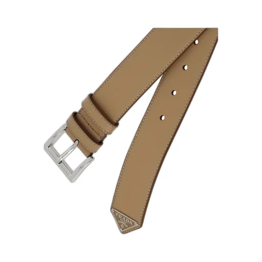 Enamel Triangle-Logo Leather Belt