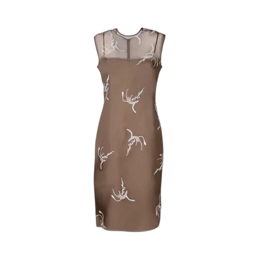 Allover Embroidered Sleeveless Midi Dress
