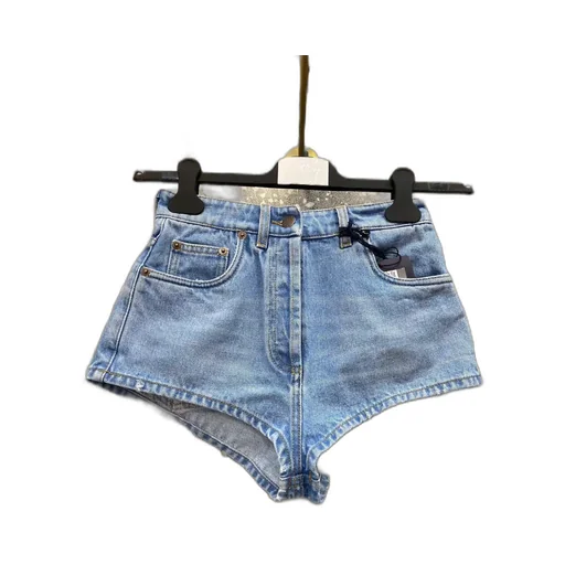 Triangle-Logo Denim Shorts