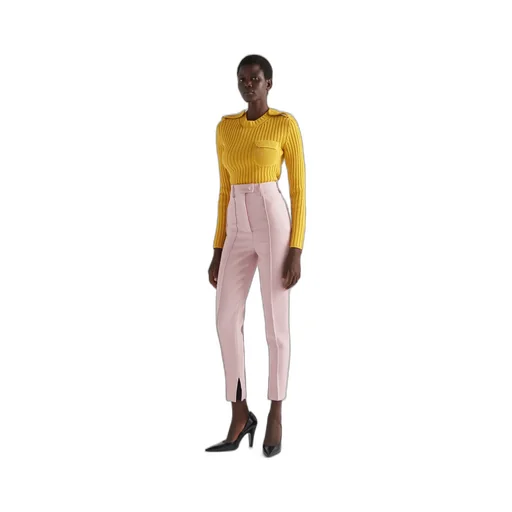 High-Waist Tapered-Leg Trousers