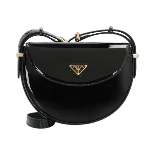 Logo-Plaque Patent Leather Bag