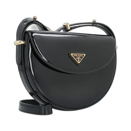 Logo-Plaque Patent Leather Bag