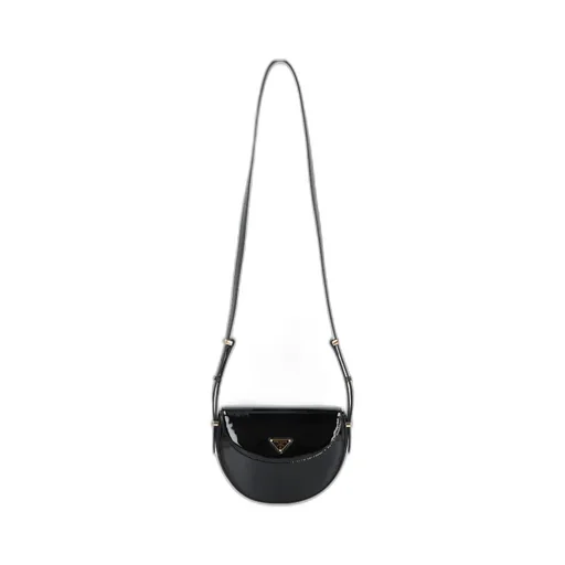 Logo-Plaque Patent Leather Bag