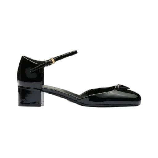 Triangle-Logo Round-Toe Pumps