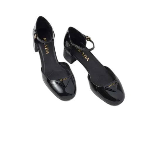 Triangle-Logo Round-Toe Pumps