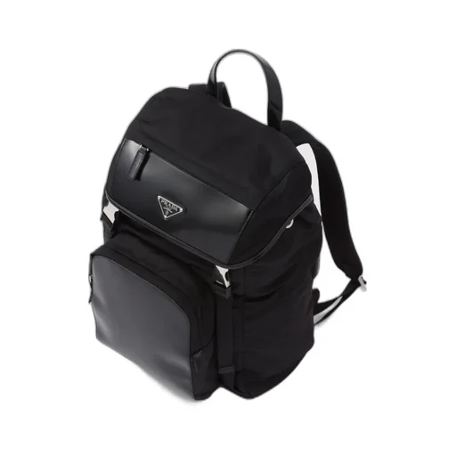Re-Nylon And Brushed Leather Backpack