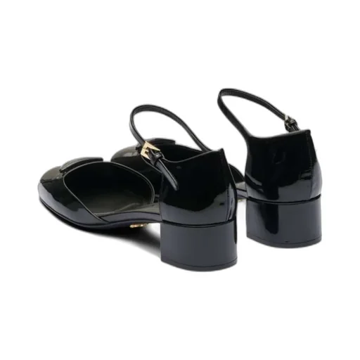 Triangle-Logo Round-Toe Pumps