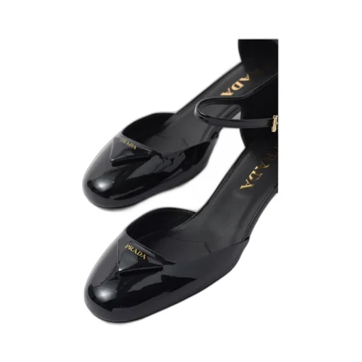 Triangle-Logo Round-Toe Pumps