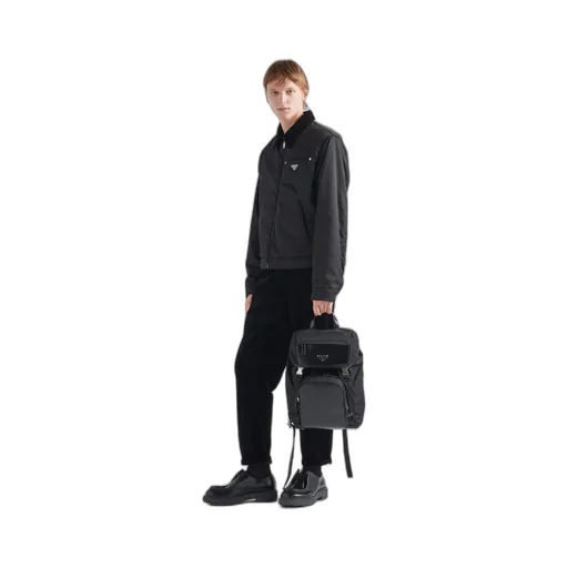 Re-Nylon And Brushed Leather Backpack