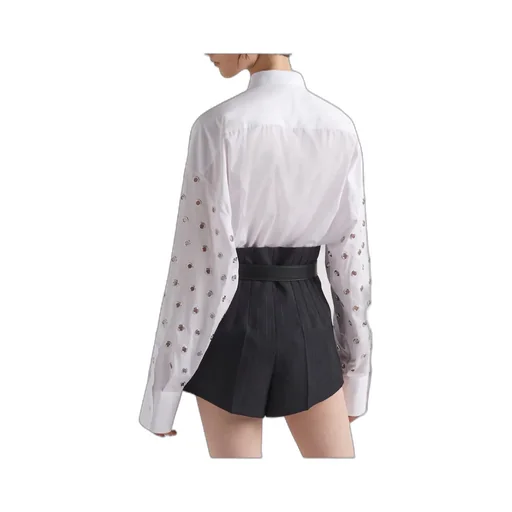 Eyelet-Embellished Button-Up Shirt