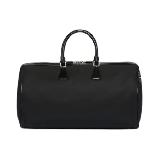 Re-Nylon And Brushed Leather Duffel Bag