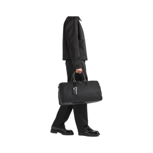 Re-Nylon And Brushed Leather Duffel Bag