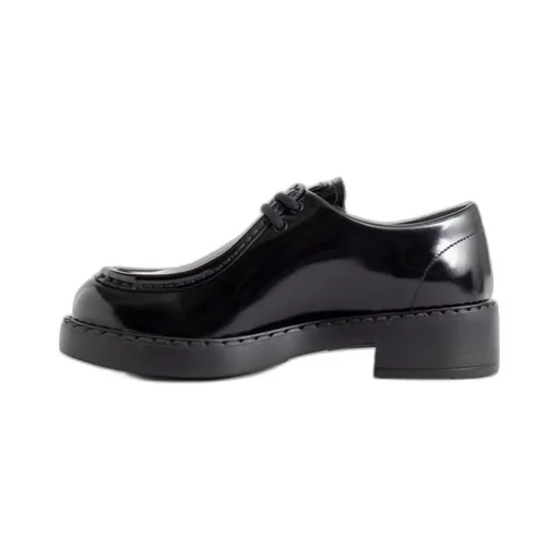 Triangle-Logo Lace-Up Leather Shoes