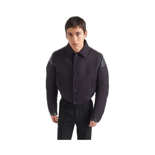Cropped Wool Blend Down Jacket