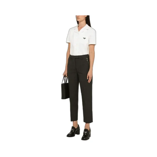 Mid-Rise Zip-Pocket Cropped Trousers