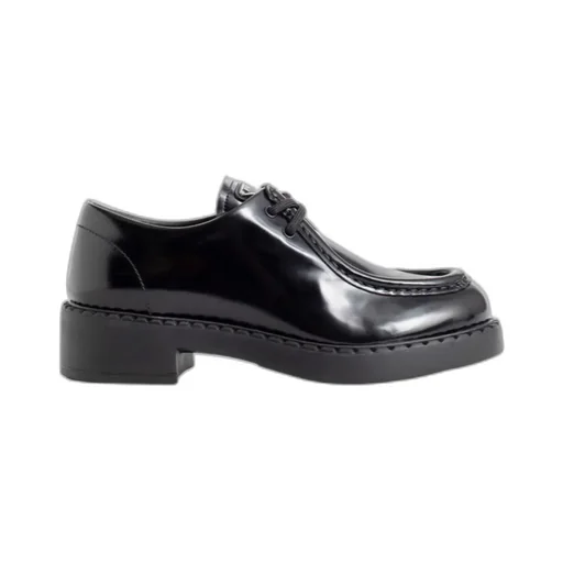 Triangle-Logo Lace-Up Leather Shoes