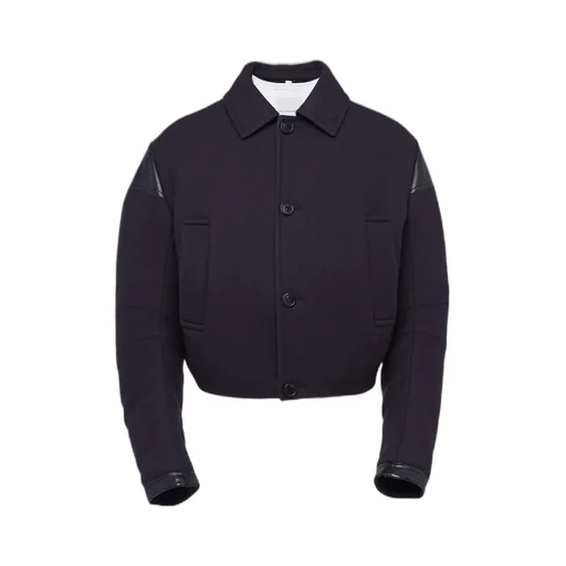 Cropped Wool Blend Down Jacket