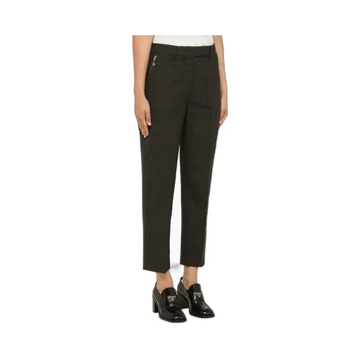 Mid-Rise Zip-Pocket Cropped Trousers
