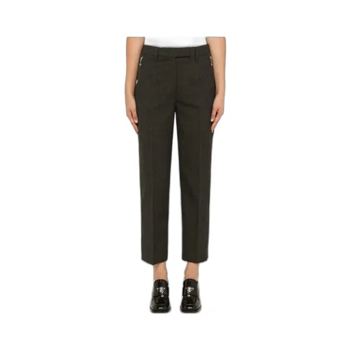 Mid-Rise Zip-Pocket Cropped Trousers