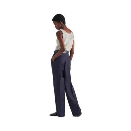 High-Waist Belted Pleated Trousers