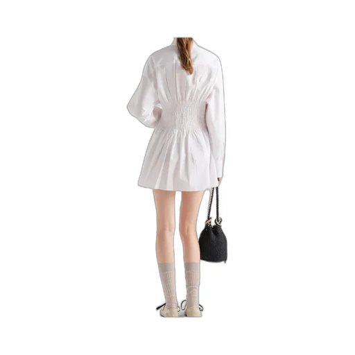 Smocked-Waist Long-Sleeved Poplin Shirt