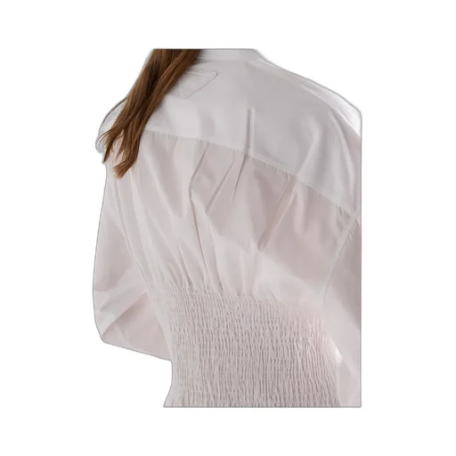 Smocked-Waist Long-Sleeved Poplin Shirt