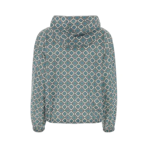 Geometric-Print Hooded Jacket