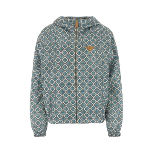 Geometric-Print Hooded Jacket