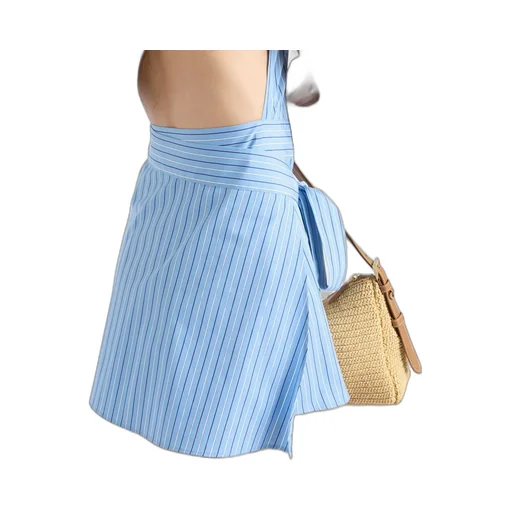 Sleeveless Striped Halterneck Shirt