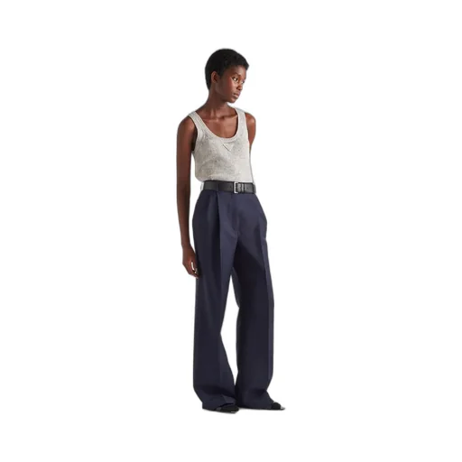 High-Waist Belted Pleated Trousers